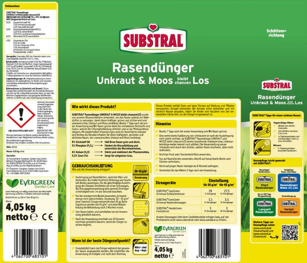 Substral® Rasendünger > 3in1 Rasendünger Unkraut & Moos bleibt chancenLOS, 4 kg