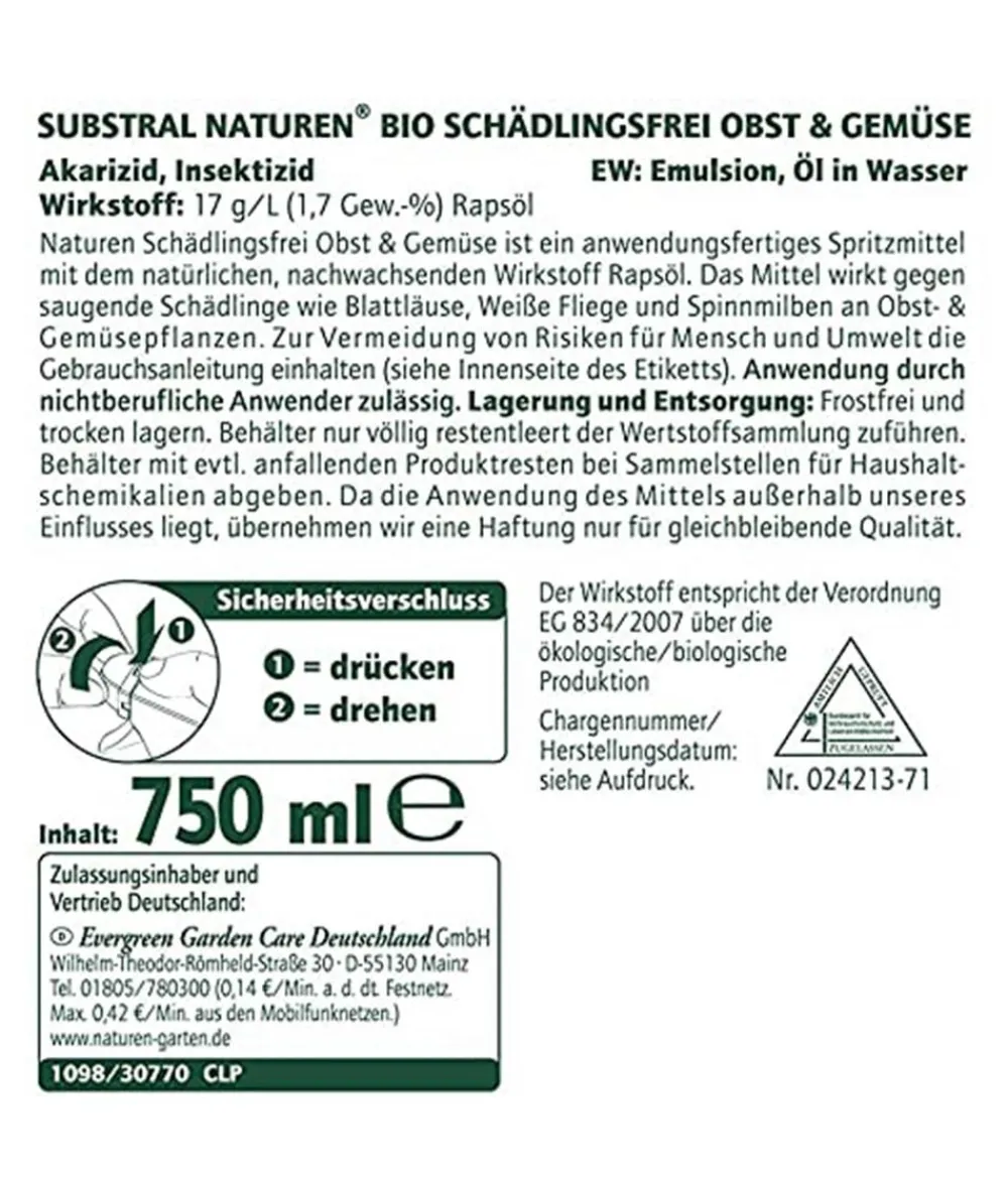 Substral® Schädlingsbekämpfungsmittel - Naturen® Bio Schädlingsfrei Obst & Gemüse, 750 ml