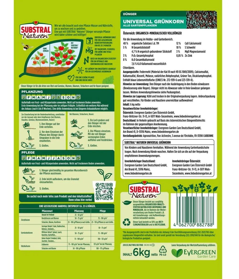 Substral® Universaldünger|Bio-Dünger > Naturen® Dünger Universal Grünkorn alle Gartenpflanzen, 6 kg