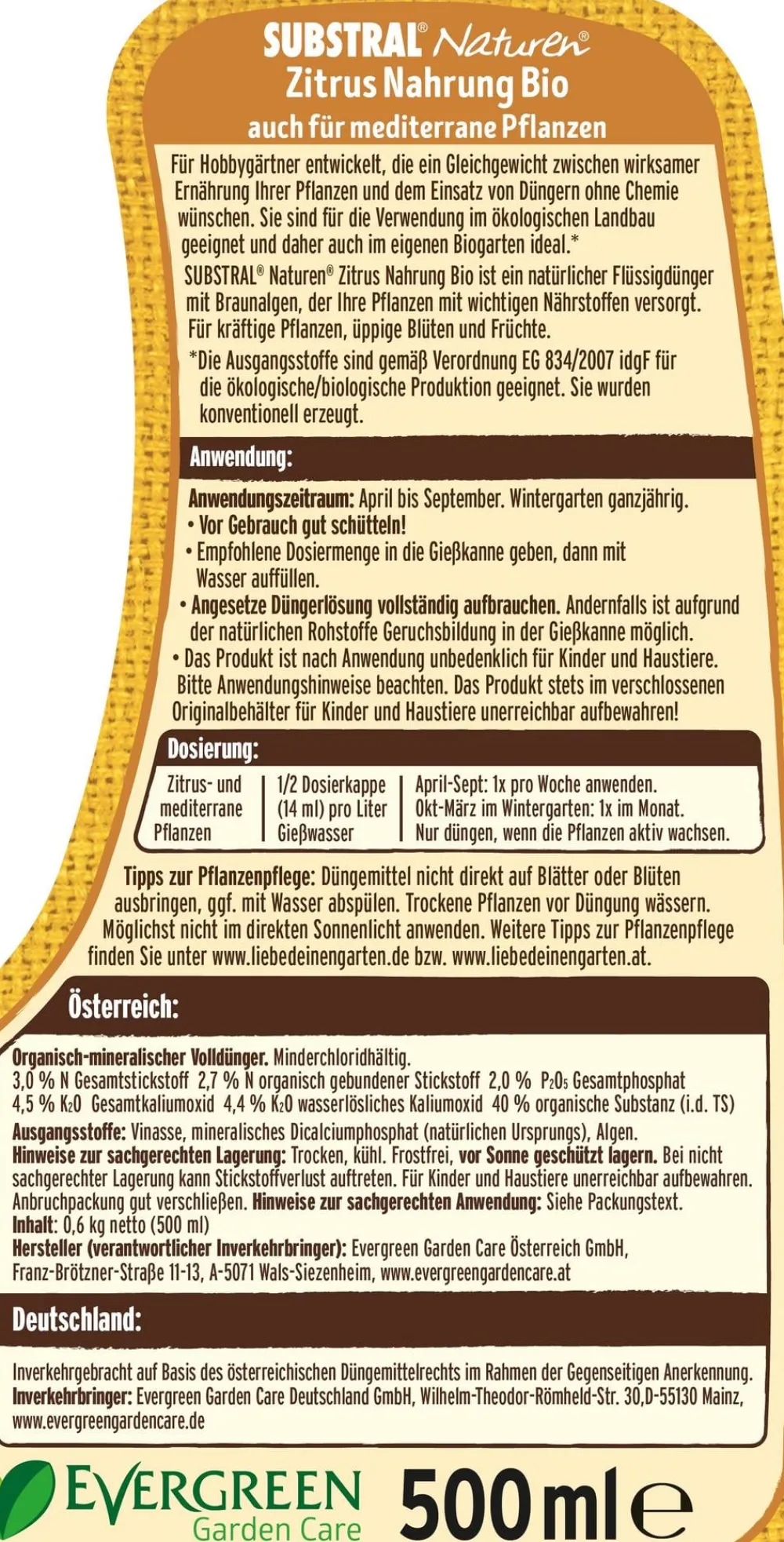 Substral® Spezialdünger - Naturen® Zitrus Nahrung, flüssig, 500 ml