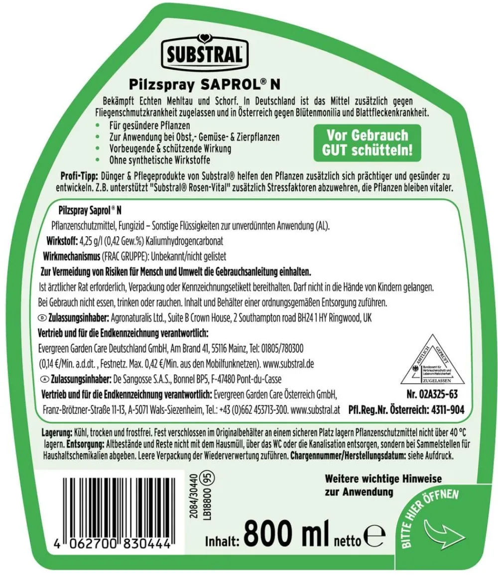 Substral® Schädlingsbekämpfungsmittel > Pilzspray SAPROL® N, flüssig, 800 ml