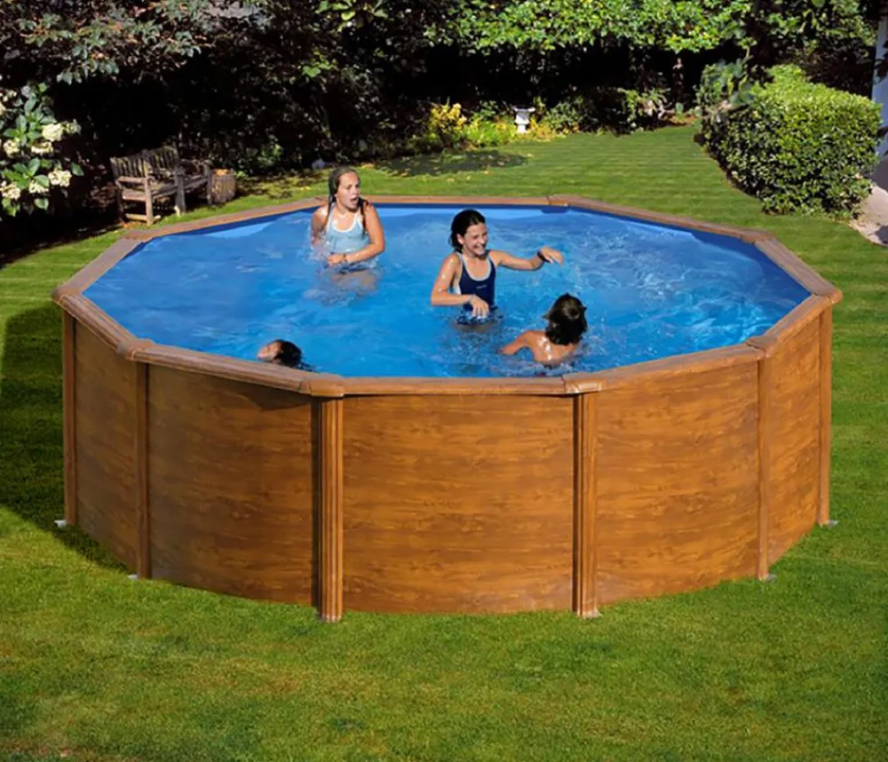 Summer Fun Stahlwandpool-Set, rund, Holz-Dekor Clearance