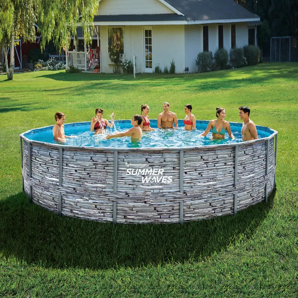 Summer Waves Elite Frame Pool Steinoptik Grau