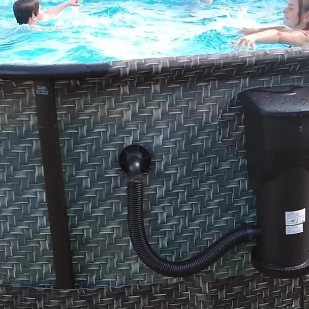 Summer Waves Frame Pool Rattan, Grau Discount