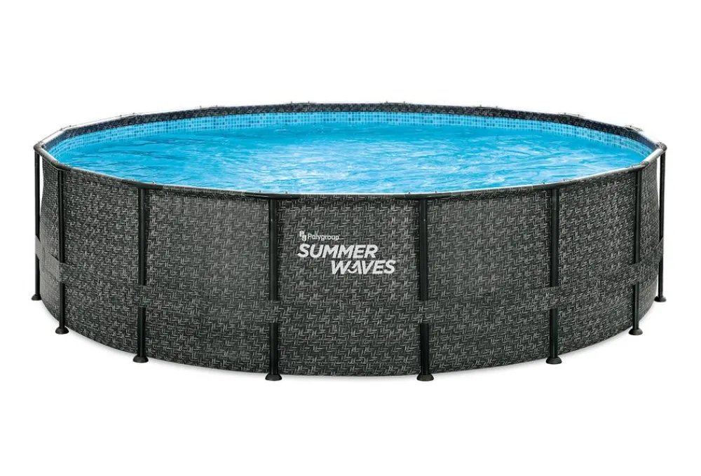 Summer Waves Frame Pool Rattan, Grau Discount