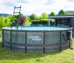 Summer Waves Frame Pool Rattan, Grau Discount