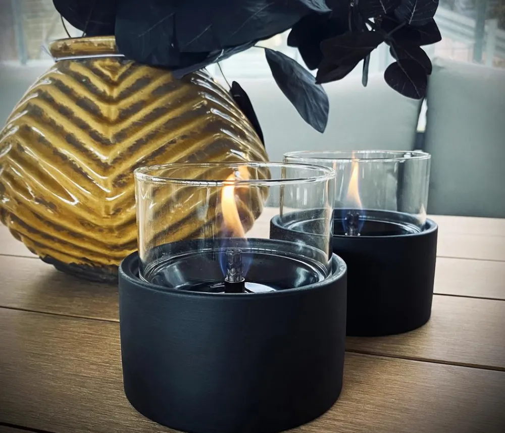 TENDERFLAME Laternen & Dekoleuchten|Tisch-Feuerstellen - Tischfeuer Breeze, ca. Ø10 cm, 2er-Set Schwarz