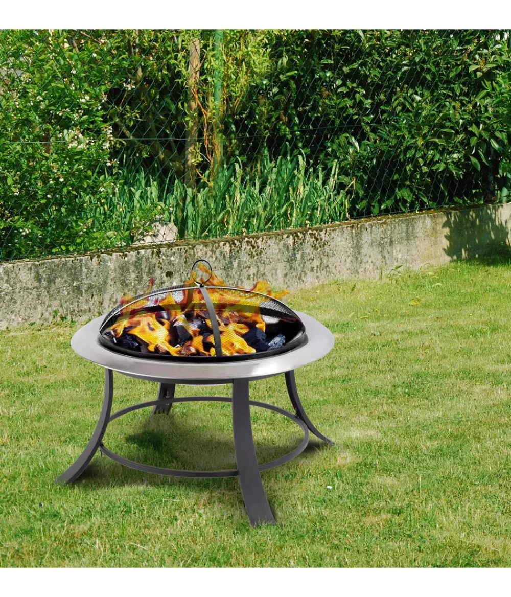 tepro Feuerstelle Silver City, ca. Ø74/H50 cm Schwarz Hot