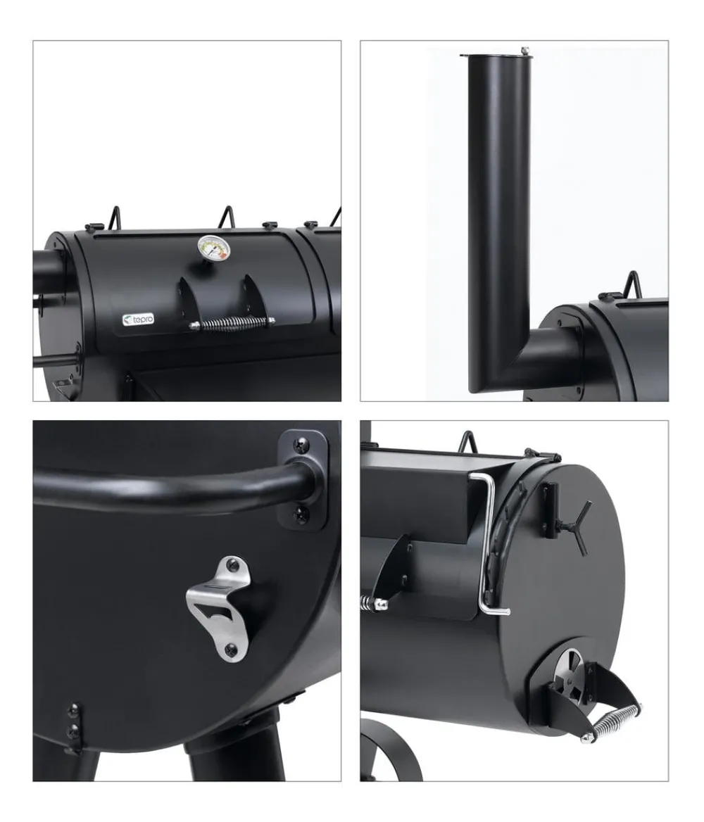 tepro Stand- & Kugelgrills|Holzkohlegrills - Massiv Smoker Indianapolis Schwarz