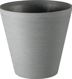 TeraPlast Blumentöpfe & Übertöpfe - Kunststoff-Topf Hoop inkl. Wasserreservoir, konisch Grau