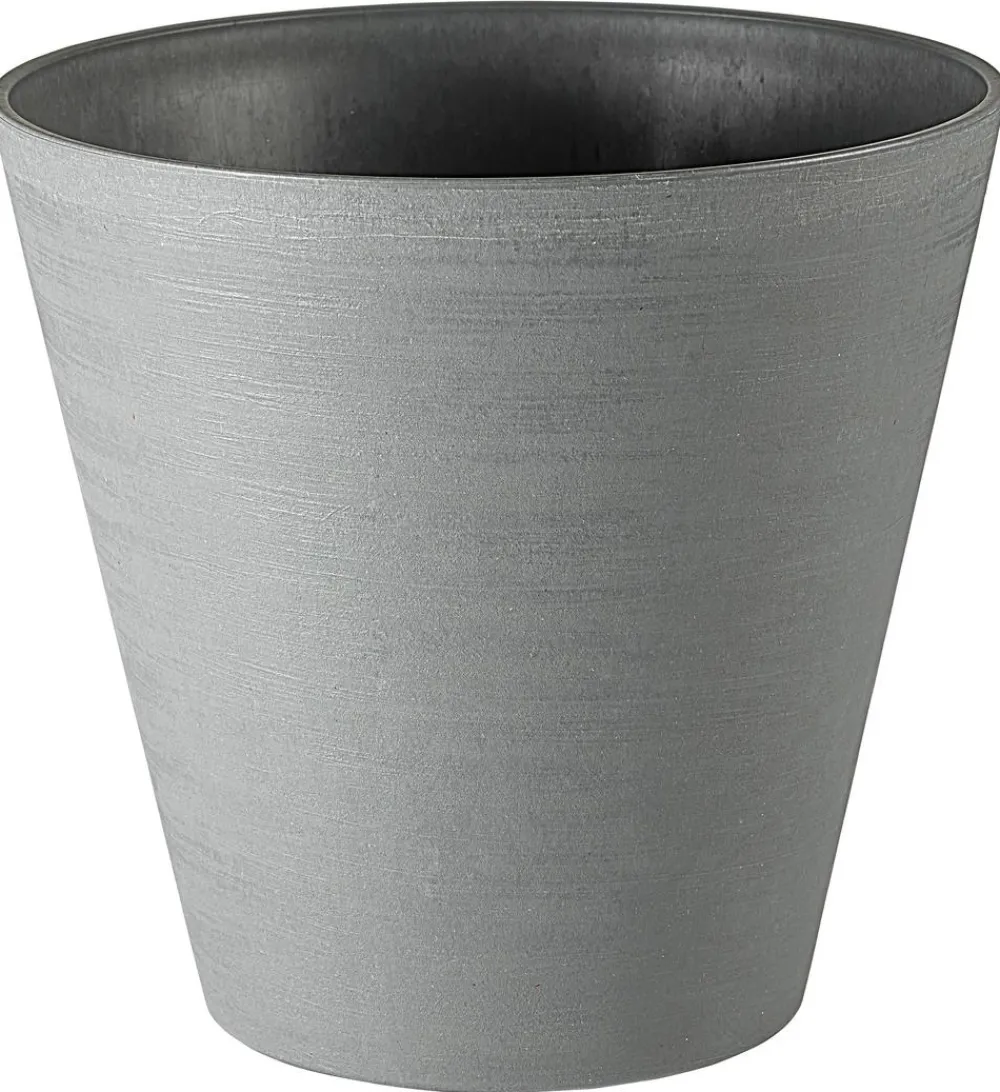 TeraPlast Blumentöpfe & Übertöpfe - Kunststoff-Topf Hoop inkl. Wasserreservoir, konisch Grau