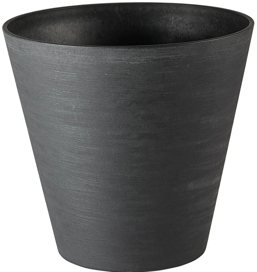 TeraPlast Blumentöpfe & Übertöpfe - Kunststoff-Topf Hoop inkl. Wasserreservoir, konisch Schwarz