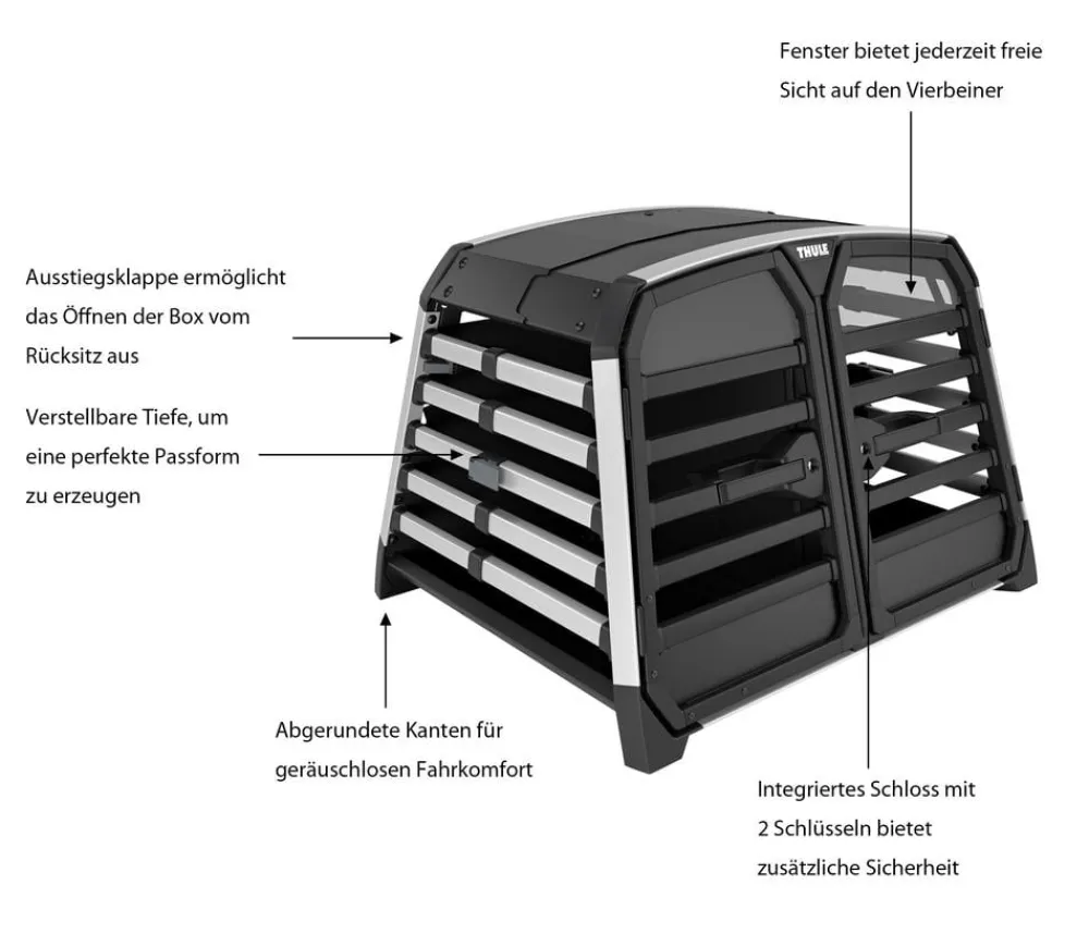 THULE® Allax Double M Compact Hundetransportbox, ca. B93/H65/T82-90 cm New