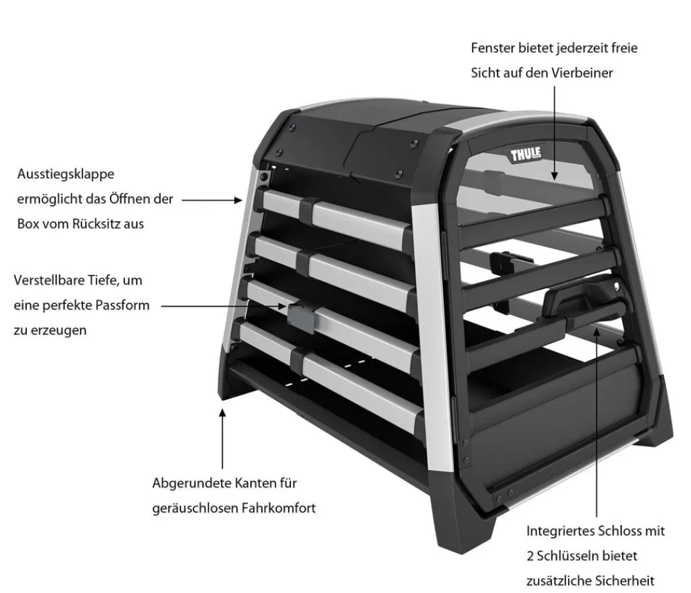 THULE® Hundetransportboxen > Allax S Hundetransportbox, ca. B58/H55/T72-80 cm