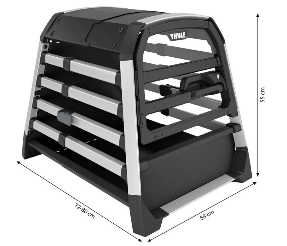 THULE® Allax threshold compatible S Hundetransportbox für Fahrzeuge mit Ladekante, ca. B58/H55/T72-80 cm