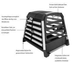 THULE® Hundetransportboxen - Allax threshold compatible M Compact Hundetransportbox für Fahrzeuge mit Ladekante, ca. B65/H65/T77-82 cm