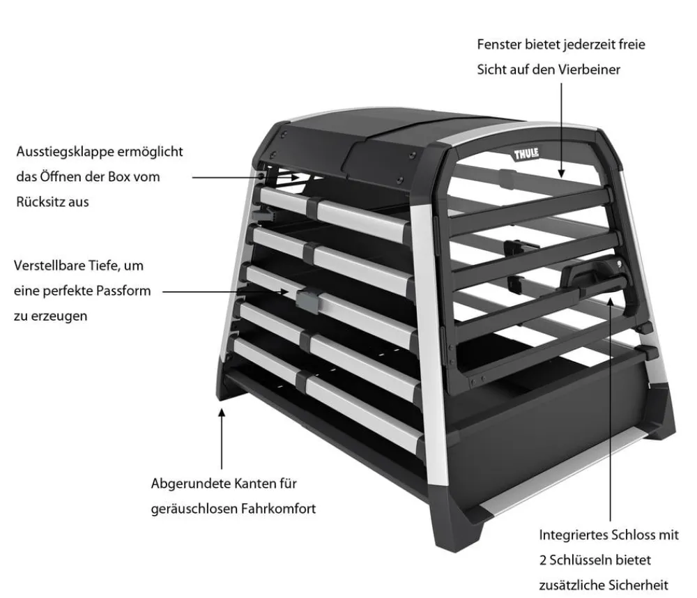 THULE® Allax threshold compatible L Compact Hundetransportbox für Fahrzeuge mit Ladekante, ca. B69/H70/T87-93 cm Online