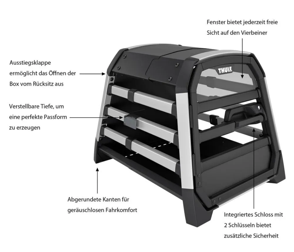THULE® Hundetransportboxen > Allax XS Hundetransportbox, ca. B50/H50/T66-72 cm