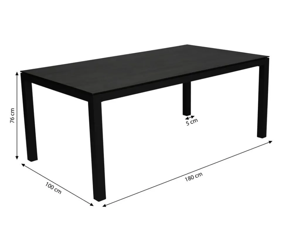 Tierra Outdoor Garten-Esstische|Gartentische Aluminium - Gartentisch Briga, ca. B180/H76/T100 cm Dunkelgrau