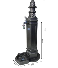tomco Gartenbrunnen - Aluminium-Gartenbrunnen Antik, ohne Wasserhahn, ca. H99 cm Grau