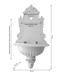 tomco Gartenbrunnen > Aluminium-Wandbrunnen Wiener Bassena, ohne Hahn, ca. 87 cm