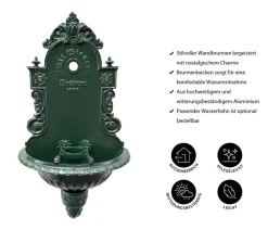 tomco Aluminium-Wandbrunnen Wiener Bassena, ohne Hahn, ca. 87 cm Dunkelgrün Best