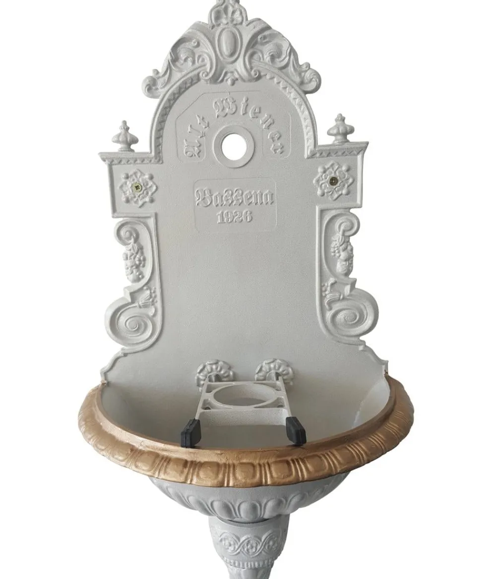 tomco Gartenbrunnen - Aluminium-Wandbrunnen Wiener Bassena, ohne Hahn, ca. 87 cm Gold