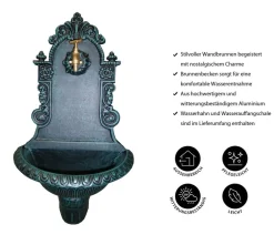 tomco Gartenbrunnen - Aluminium-Wandbrunnen Triumph, ca. H72 cm