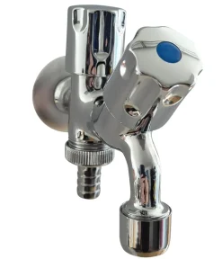tomco Brunnen Zubehör - Chrom-Wasserhahn, mit 2 seperaten Absperrmöglichkeiten 1/2 Silber