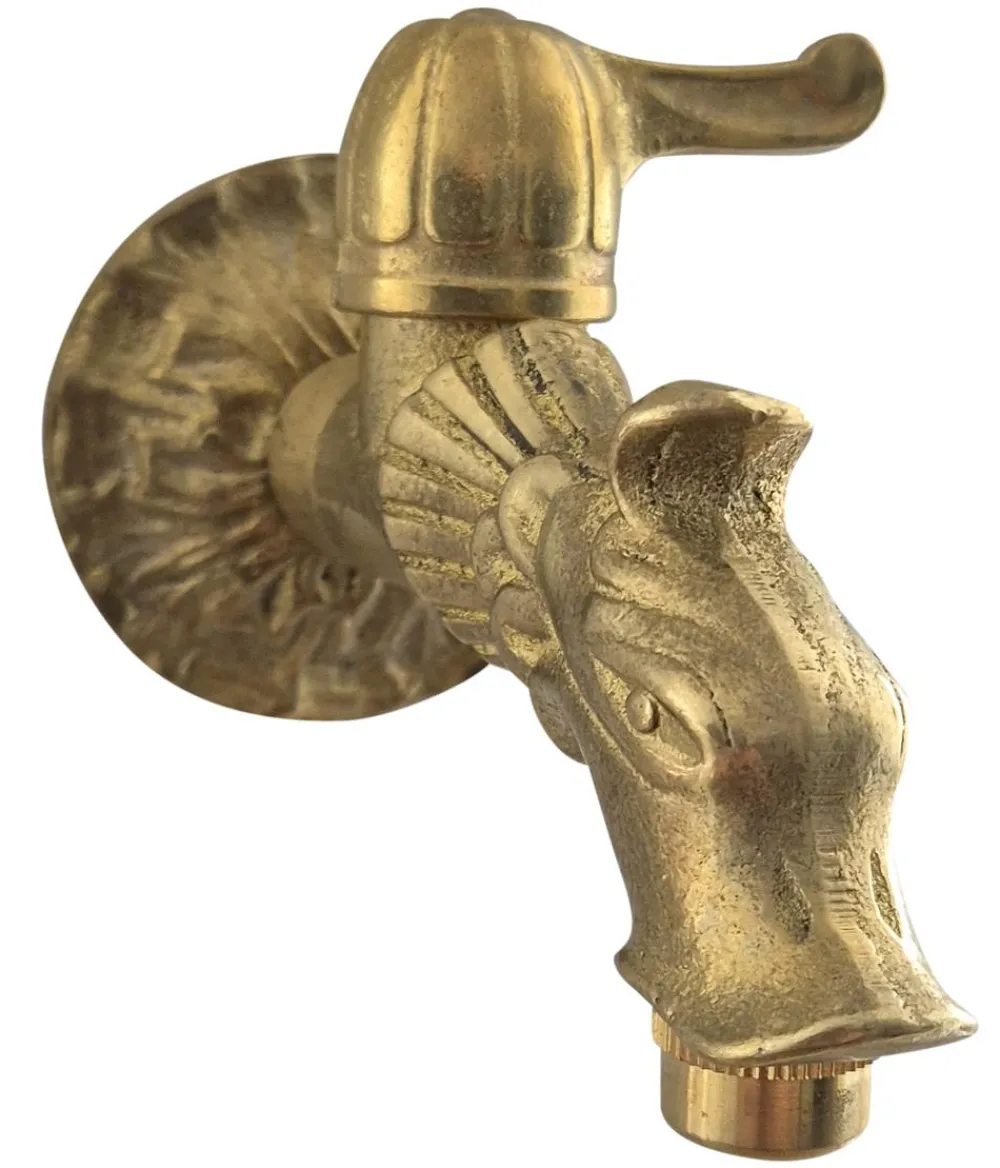 tomco Brunnen Zubehör - Messing-Wasserhahn Drache 1/2, mit Hebel Gold