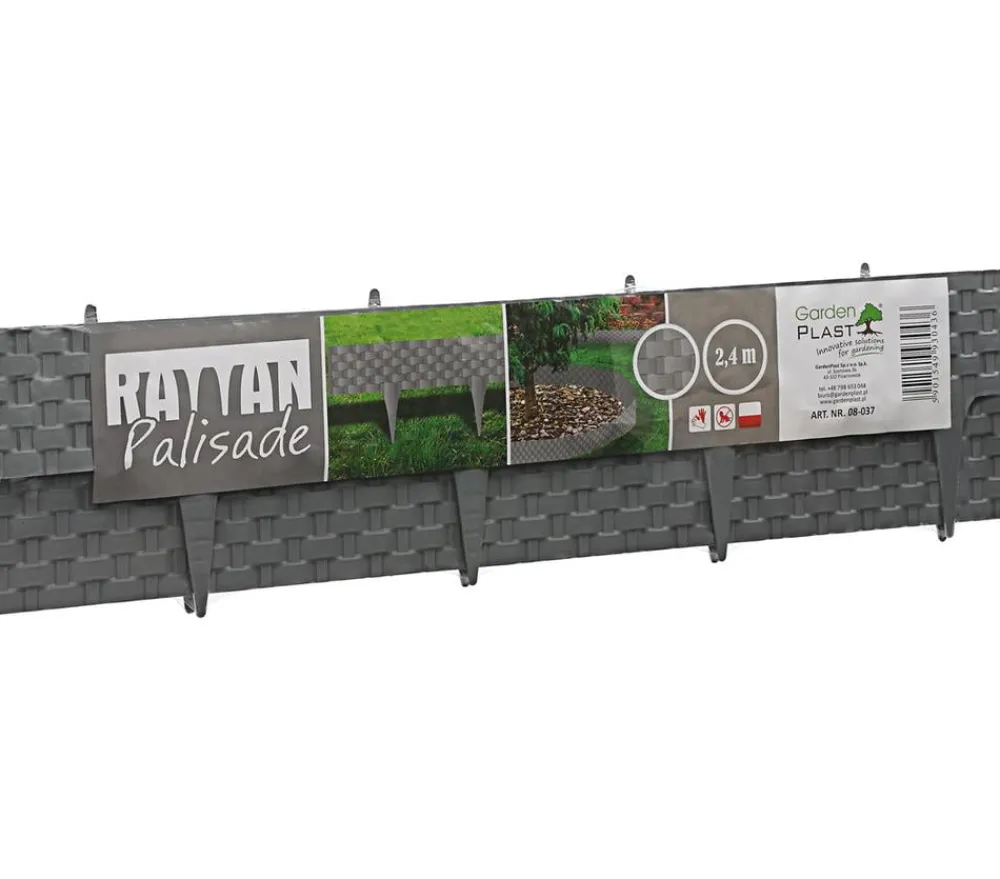 Tomsche Textil Rattan-Rasenkante, 2,4 m Dunkelgrau New