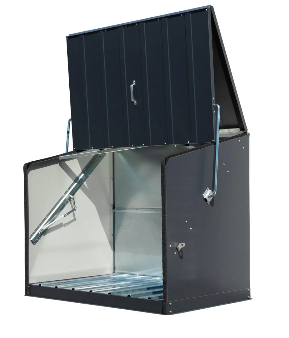 Trimetals Gartenschränke & Minigaragen - Fahrradbox Stowaway, ca. B138/H113/T89 cm Dunkelgrau