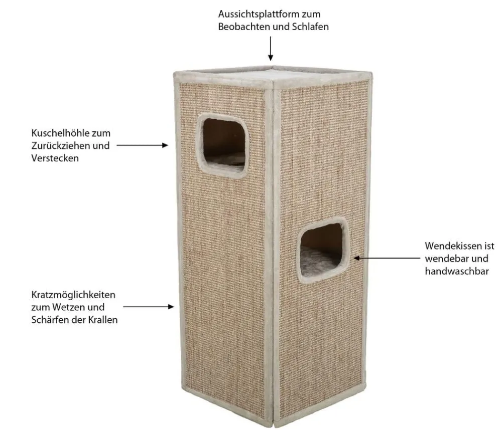 Trixie Kratzbäume & Kratzmöbel - Kratzturm Juno, , ca. B45/H116/T45 cm Grau
