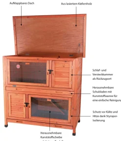 Trixie Kaninchenstall & Hasenstall > Natura Kleintierstall mit Wärmedämmung, ca. B116/H113/T65 cm
