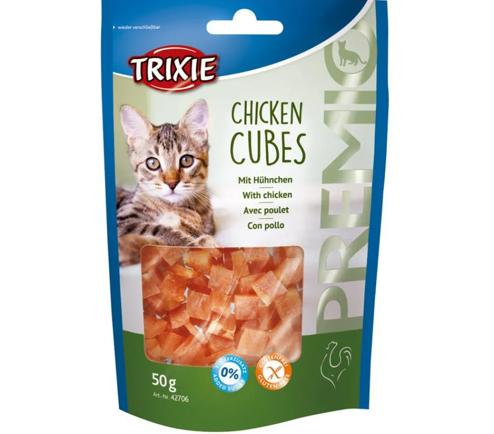 Trixie Katzenleckerlies & Getränke - Premio Katzensnack Chicken Cubes, 50 g