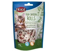 Trixie Katzenleckerlies & Getränke - Premio Katzensnack Fish Chicken Rolls, 50 g