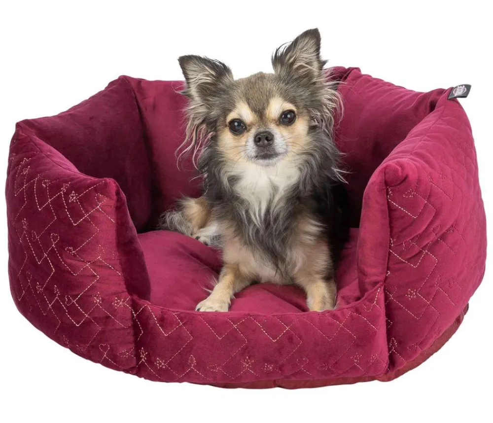 Trixie Hundebetten & Körbe|Katzenbetten & Katzenkissen - Tierbett Natalya, rund, ca. Ø50/H22 cm Dunkelrot