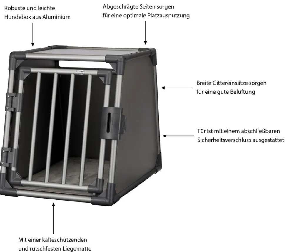 Trixie Hundetransportboxen - Tranportbox für Hunde, Auiniu, grafit Grau