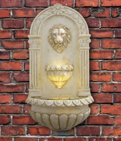 Ubbink Gartenbrunnen > Acqua Arte Polyresin-Wandbrunnen Assoro mit LED-Beleuchtung, ca. H80 cm