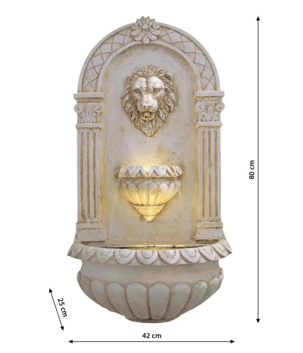 Ubbink Gartenbrunnen > Acqua Arte Polyresin-Wandbrunnen Assoro mit LED-Beleuchtung, ca. H80 cm