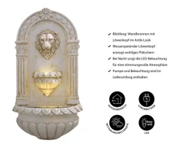 Ubbink Gartenbrunnen > Acqua Arte Polyresin-Wandbrunnen Assoro mit LED-Beleuchtung, ca. H80 cm
