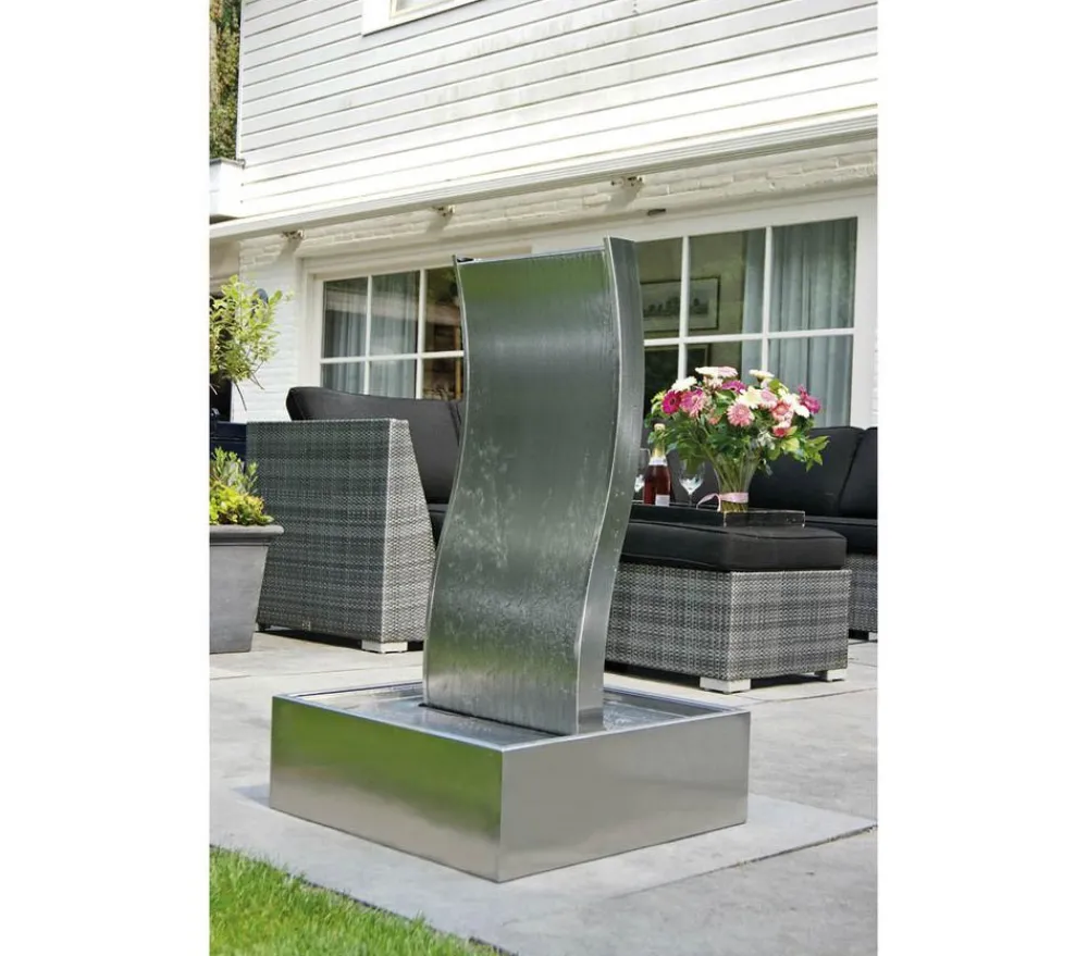 Ubbink Edelstahl-Gartenbrunnen Genova, ca. B60/H110/T60 cm Silber