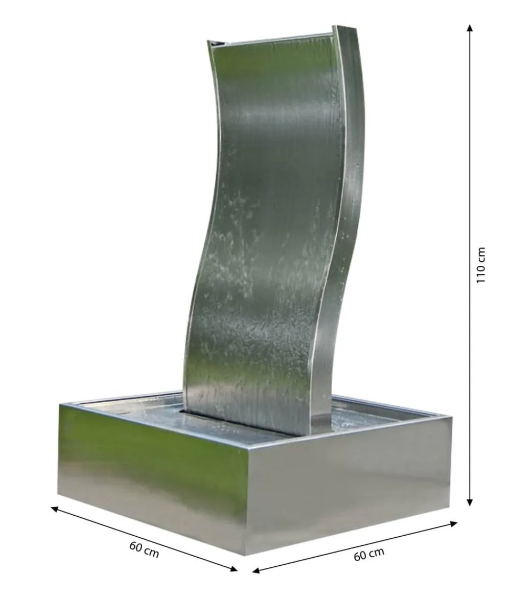 Ubbink Edelstahl-Gartenbrunnen Genova, ca. B60/H110/T60 cm Silber