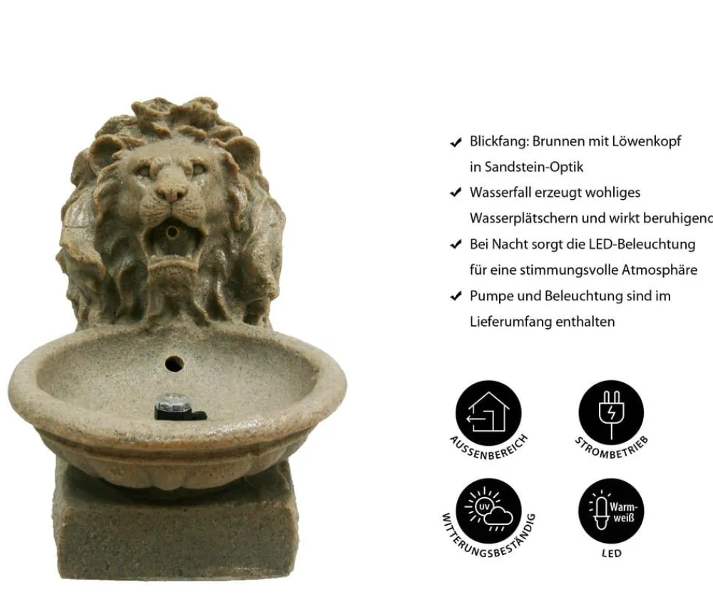 Ubbink Polyresin-Gartenbrunnen Basel, 38 x 45 x 52 cm Beige
