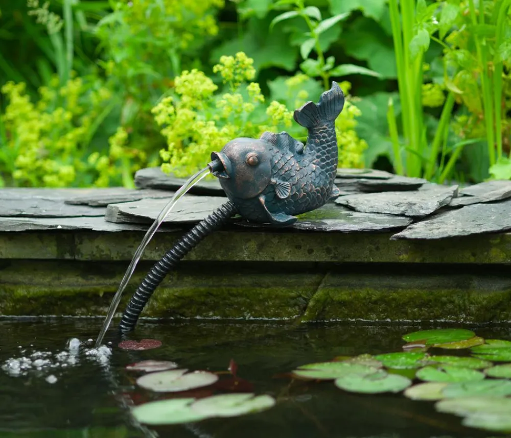 Ubbink Polyresin-Wasserspeier Fisch, ca. H12,5 cm Dunkelgrün Sale