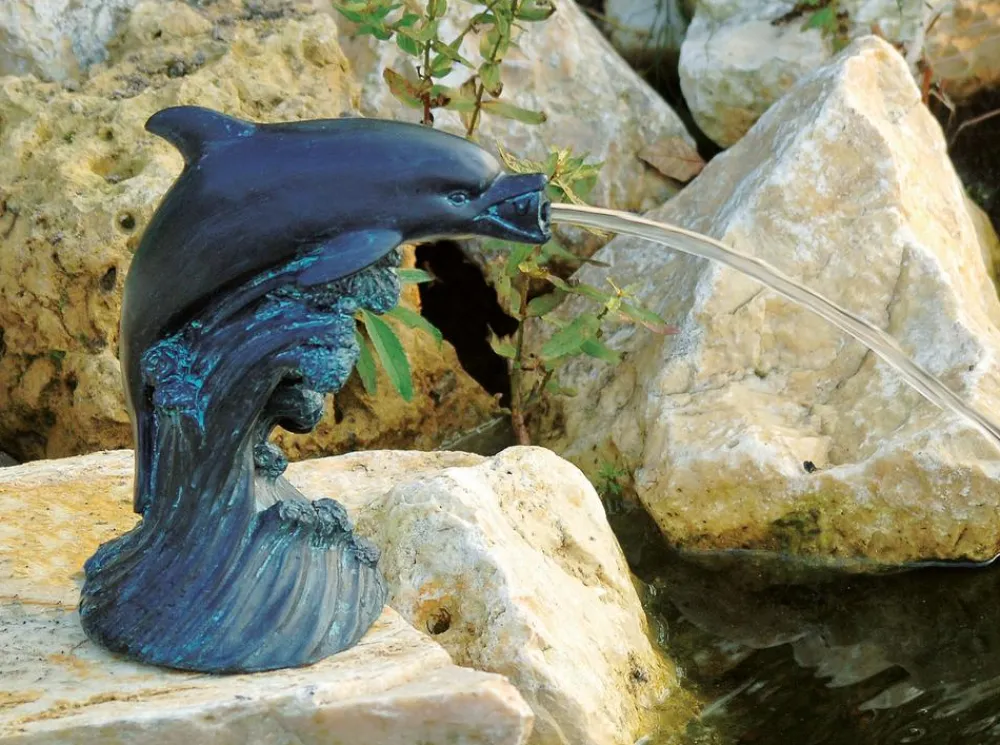 Ubbink Gartenteich·Teichzubehör & Teichpflege|Teichzubehör & Teichpflege > Polystone-Wasserspeier Delfin, ca. B16/H18/T10 cm