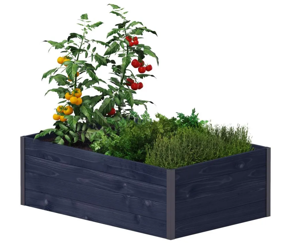 upyard Hochbeete & Frühbeete - Holz-Hochbeet GardenBox I-Box, ca. B120/H40/T80 cm Schwarz