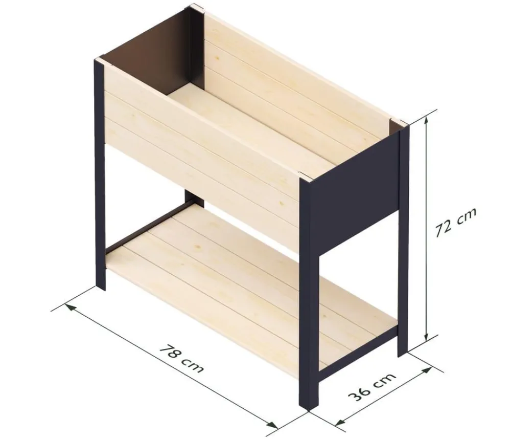 upyard Holz-Pflanzkasten ModernBox mit Ablage, ca. B78/H72/T36 cm Natur Clearance