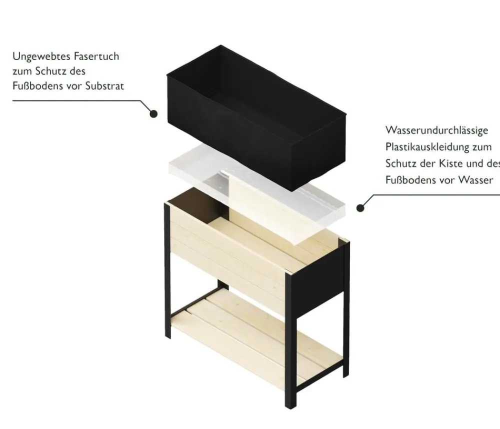 upyard Holz-Pflanzkasten ModernBox mit Ablage, ca. B78/H72/T36 cm Natur Clearance