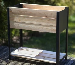 upyard Holz-Pflanzkasten ModernBox mit Ablage, ca. B78/H72/T36 cm Natur Clearance
